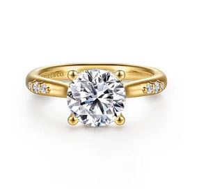 14K Yellow Gold Round Diamond Engagement Ring
