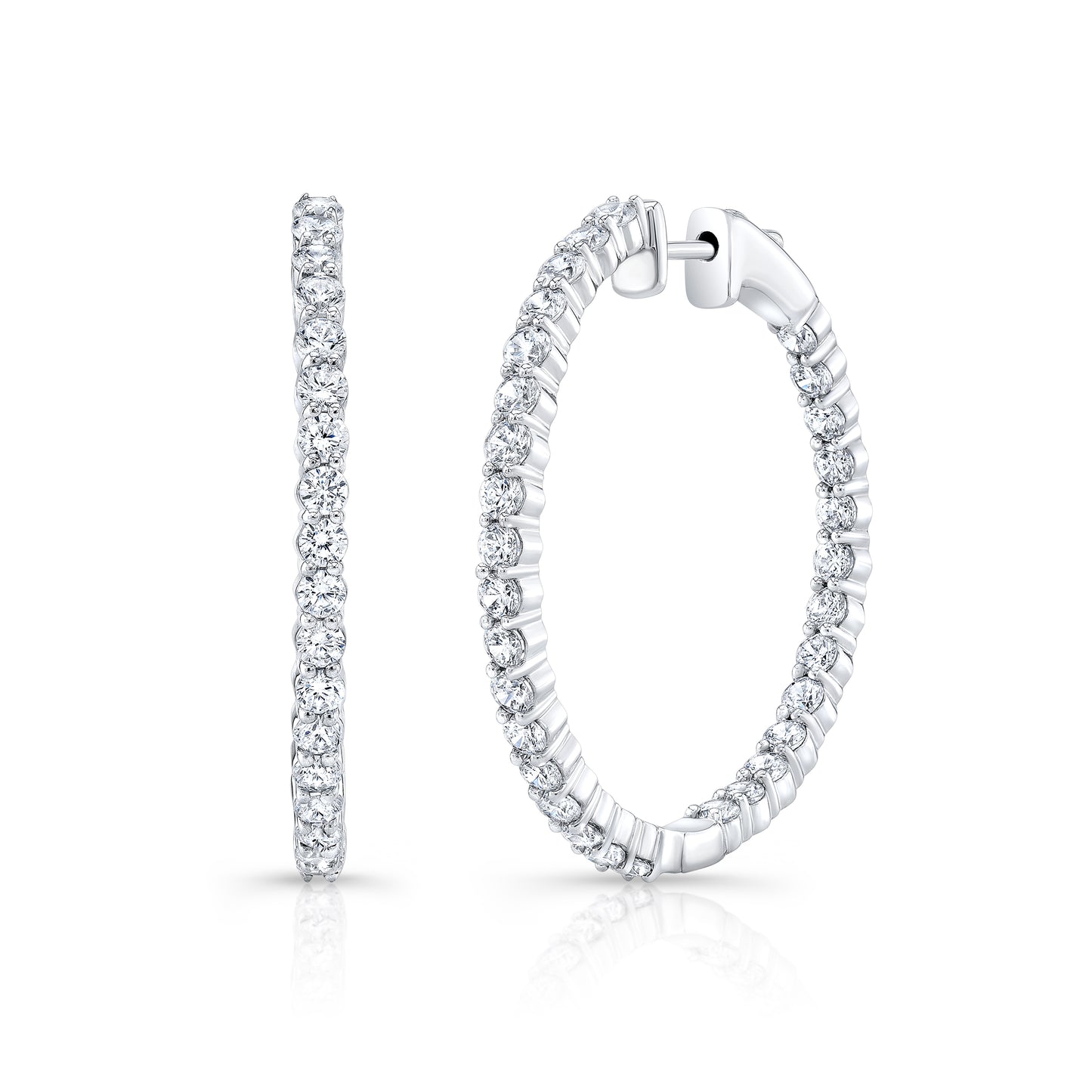 14K White Lab Grown Diamond Oval Hoops 1 1/2tw