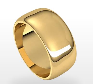 Yellow 14 Karat Half Round Wedding Band Size 11