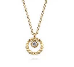 14k Yellow Gold Bujukan And White Sapphire Pendant Necklace