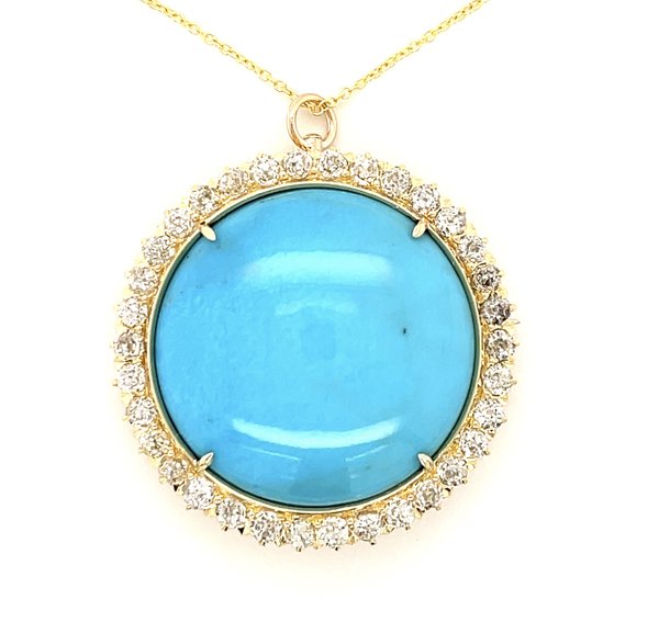 Victorian 52.80ct Turquoise & 4.00ctw Diamond 18KY