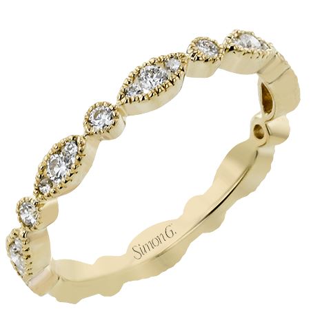 Lady's Yellow 18 Karat Stackable Anniversary Ring Size 6.5 Old Key 801497 With 13 = 0.19Twt Round G Vs1 Diamonds