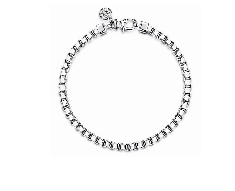 4mm 925 Sterling Silver Solid Mens Box Chain Bracelet