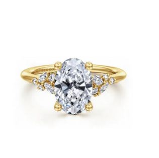 14K Yellow Gold Oval Diamond Engagement Ring