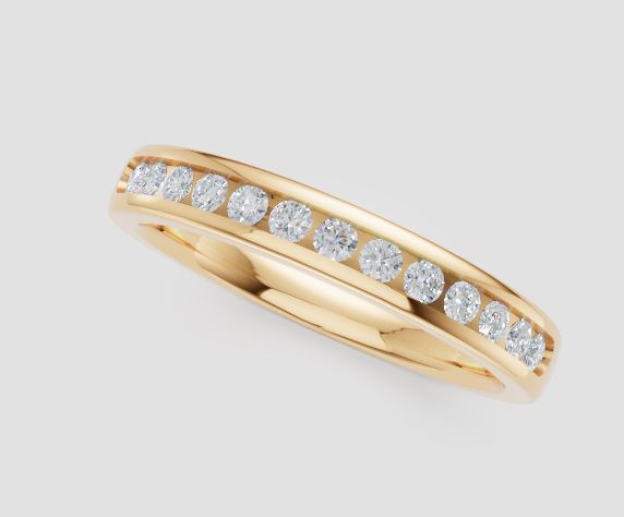14K Yellow 1/3tw Diamond Channel Band