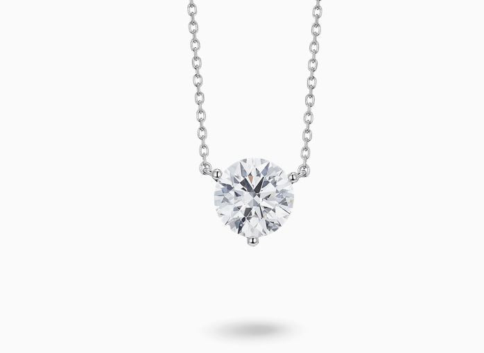 14k White 3/4ct Lab Grown Solitaire Pendant with Chain