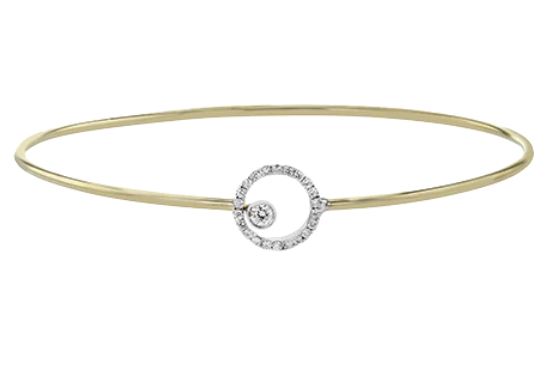 Lady's Two-Tone 14 Karat Bangle Bracelet Length 253290 With 23 = 0.18Twt Round G Vs1 Diamonds