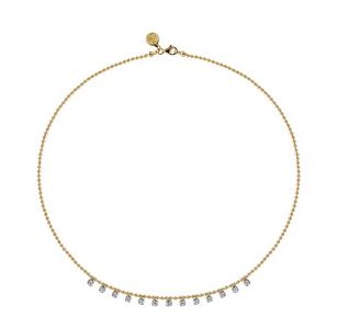 14K Yellow Gold Diamond Drop Station Necklace