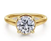 14k Yellow Gold Round Diamond Engagement Ring
