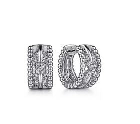 925 Sterling Silver Twisted Bujukan Huggie Earrings