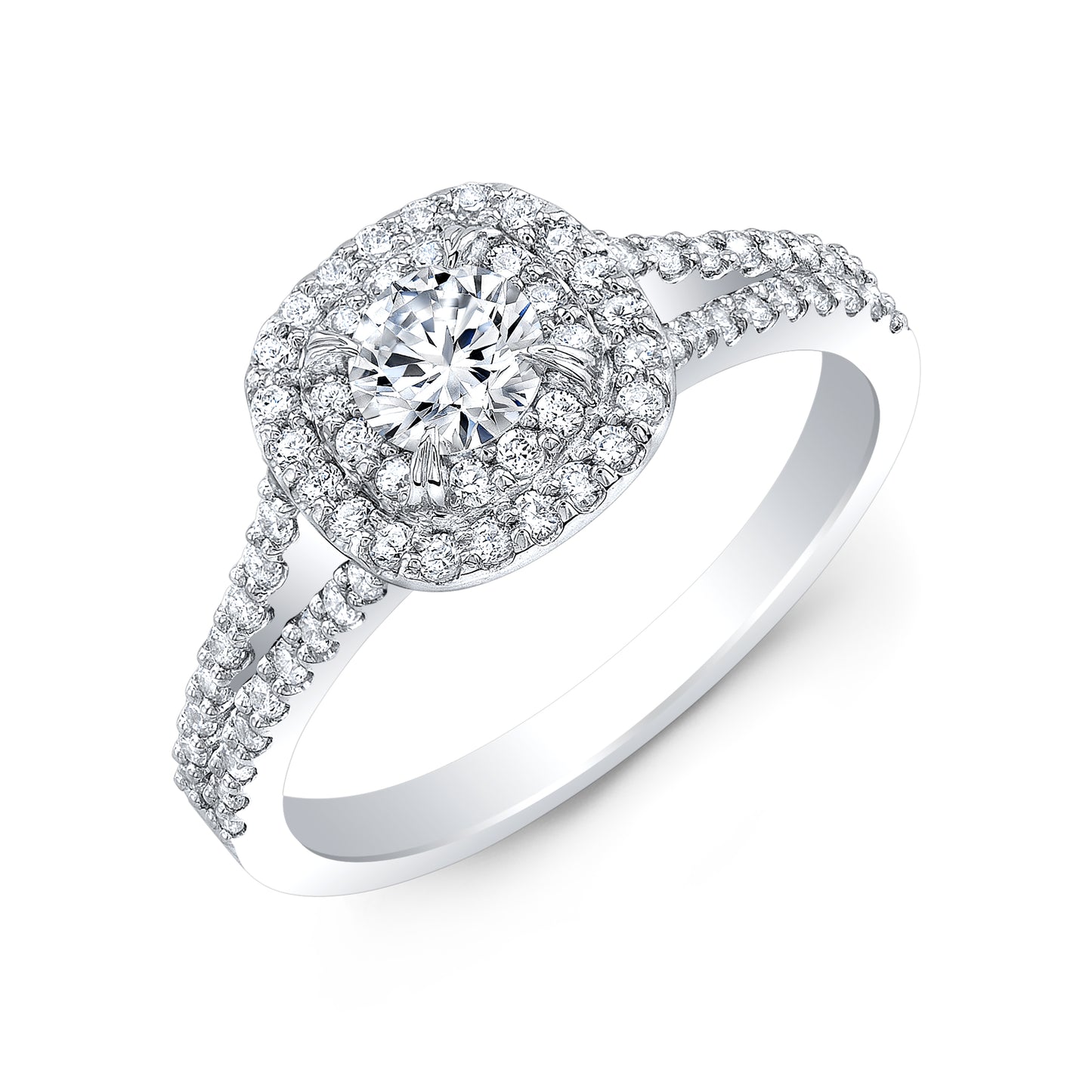 14K White Preset Lab Grown Engagement Ring w/ Round Center