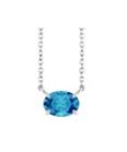 14K White Gold Natural Blue Zircon 18" Necklace