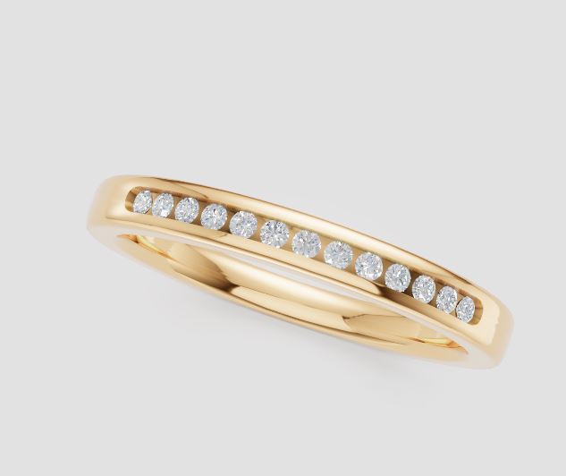 14K Yellow 1/10tw Diamond Channel Band