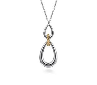 925 Sterling Silver And 14k Yellow Gold Bujukan Teardrop Necklace