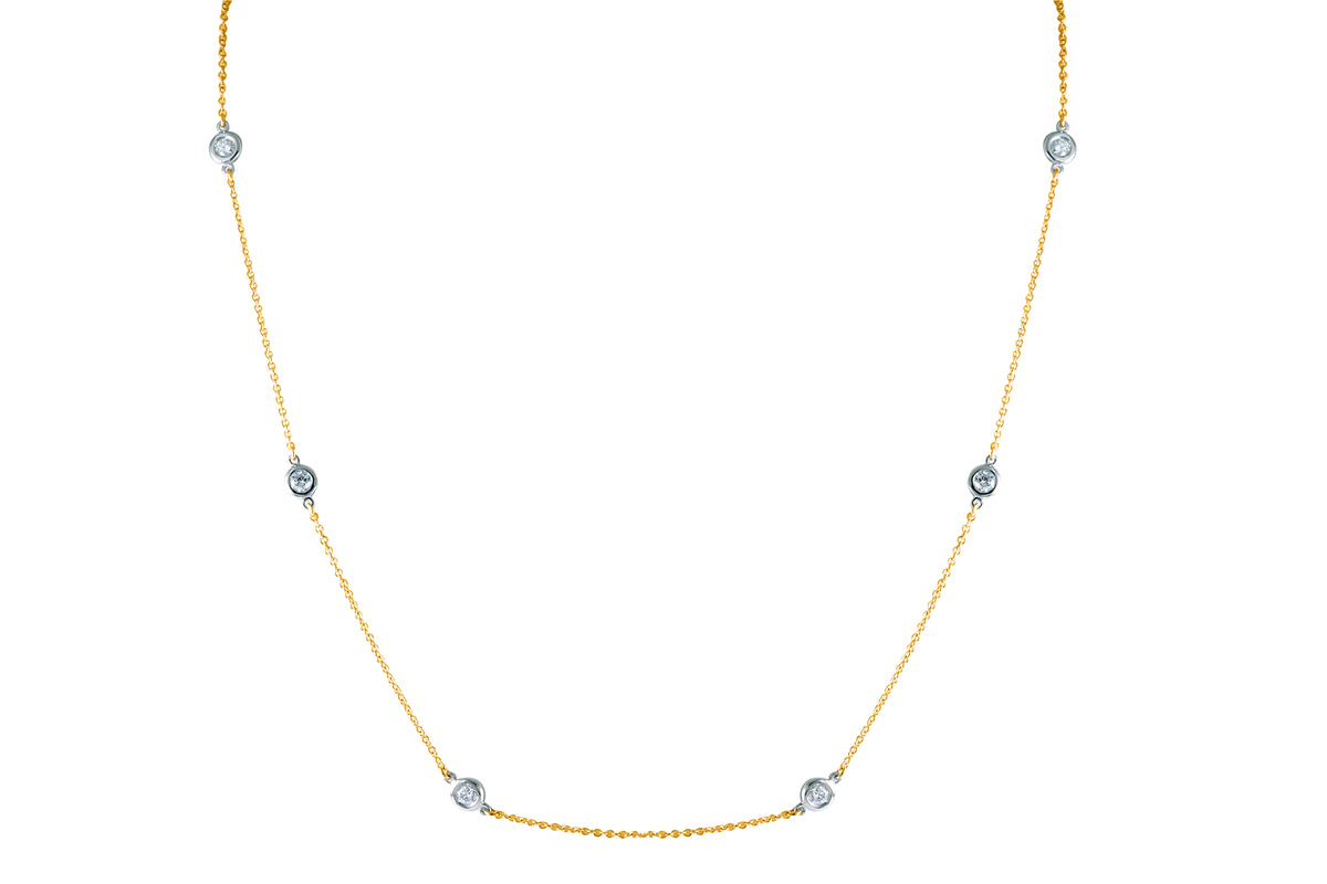 14K Yellow / White 1tw Lab Grown Diamonds by the Yard Yellow Chain / White Bezels 36" Chain