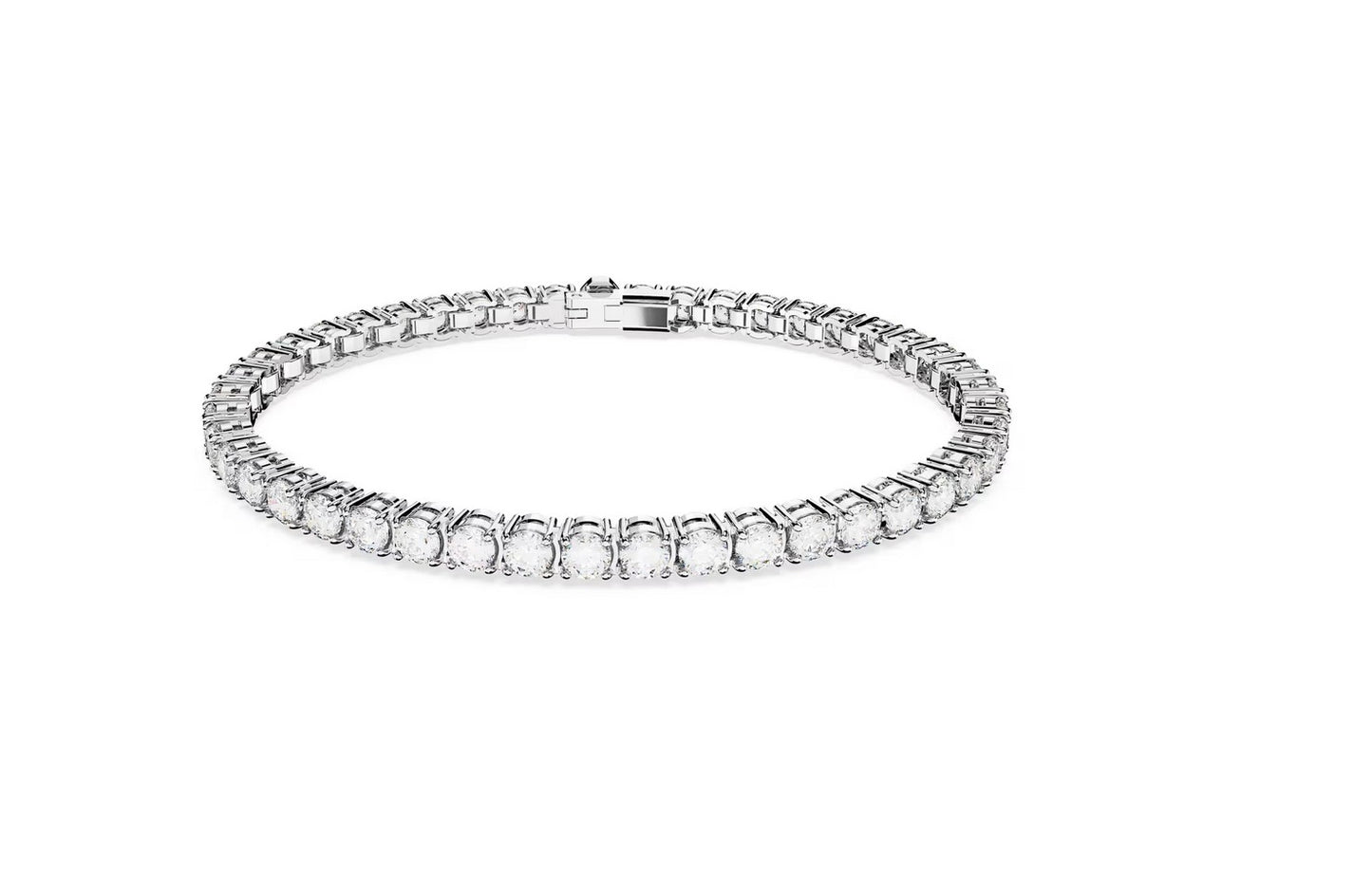 Matrix Tennis bracelet Round cut, White, Rhodium plated L