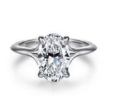 14k White Gold Split Shank Oval Diamond Engagement Ring