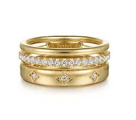14k Yellow Gold Diamond Easy Stackable Ladies Ring