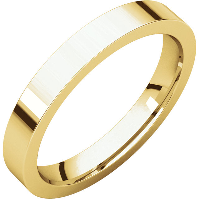 14K Yellow 3mm Flat Comfort Fit Band