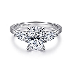 14K White Gold 3 Stone Ring