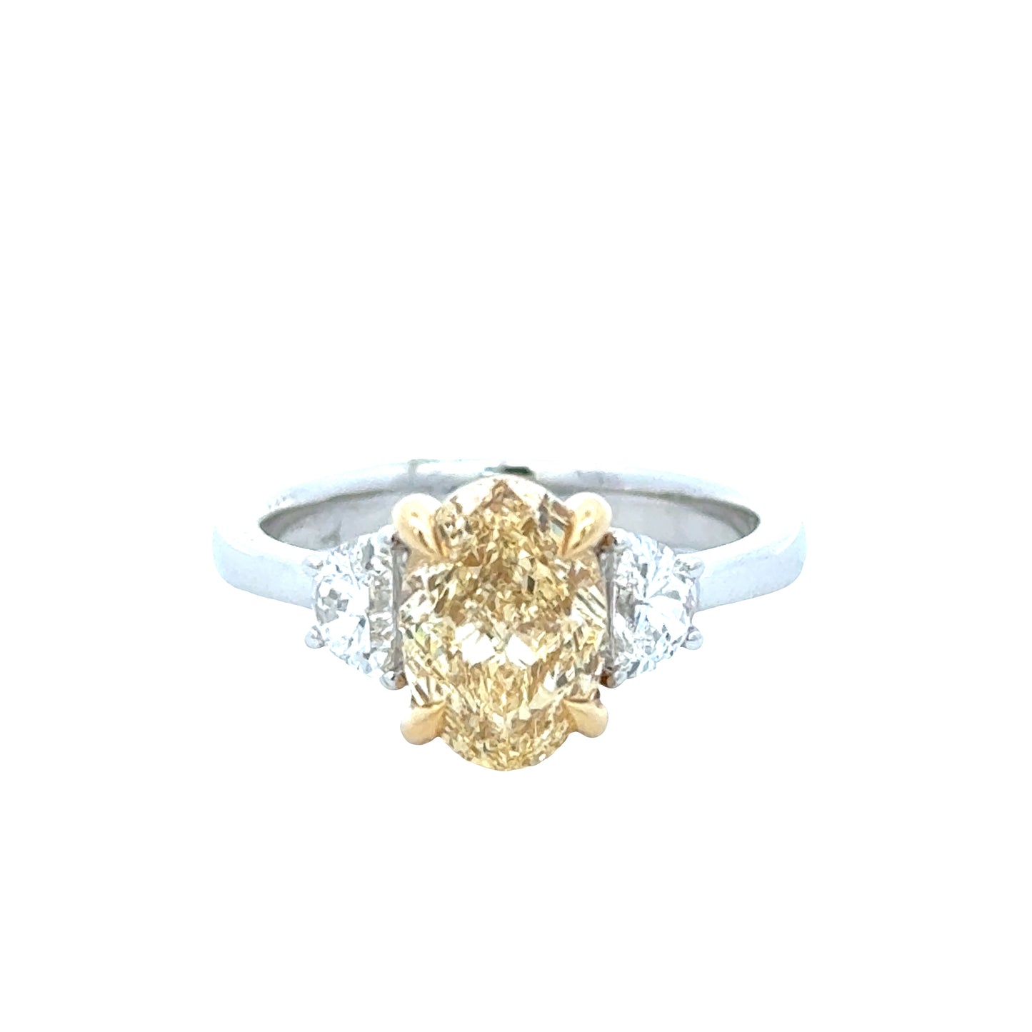 Lady's White 14 Karat 3 Stone Lab Grown Engagement Ring