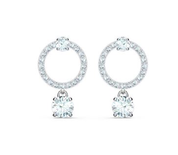 Constella hoop earrings Round cut, White, Rhodium plated