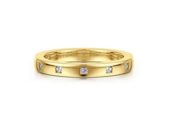 14K Yellow Gold Bezel Set Princess Cut Diamond Anniversary Band