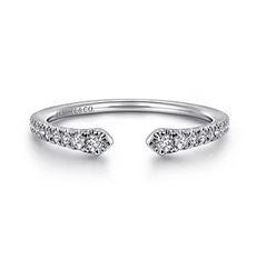 14k White Gold Open Diamond Stackable Ladies Ring