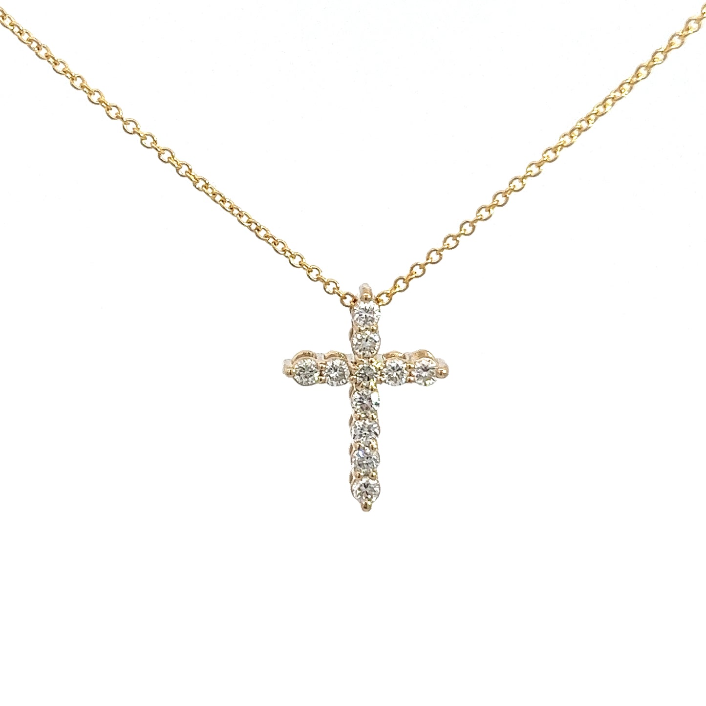 14K Yellow Lab Grown 1/4tw Diamond Cross with Chain