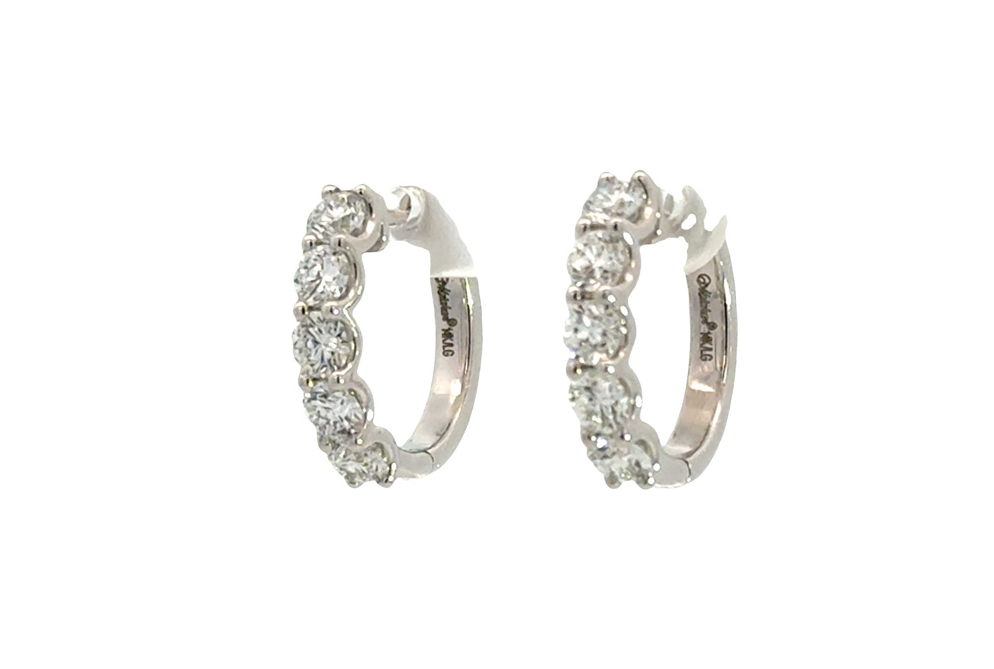 14K White 2tw Lab Grown Diamond Hoops