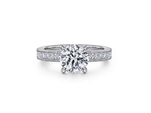 14K White Gold Round Diamond Engagement Ring