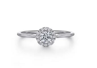 14k White Gold White Sapphire And Diamond Halo Promise Ring