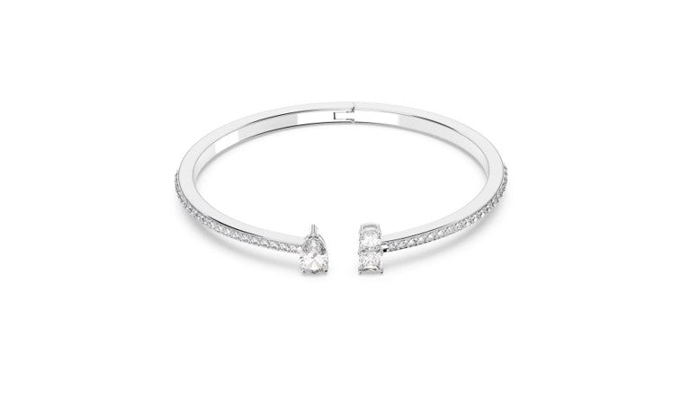 Mesmera Attract cuff Mixed cuts, White, Rhodium plated