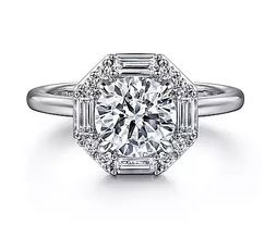 14K White Gold Halo Ring