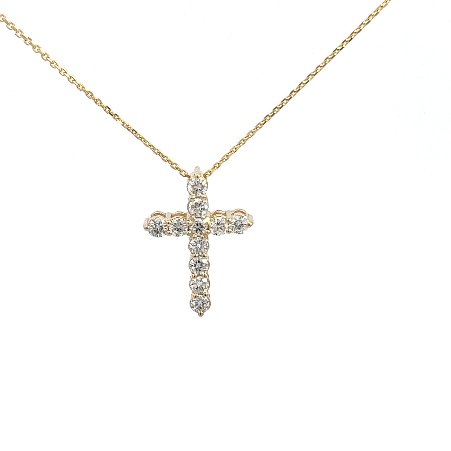 14K Yellow Lab Grown 1/2tw Diamond Cross with Chain