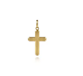 14K Yellow Gold Cross Pendant with Vertical Brush
