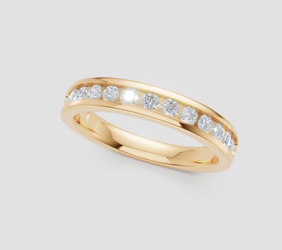 14K Yellow 1/2tw Diamond Channel Band