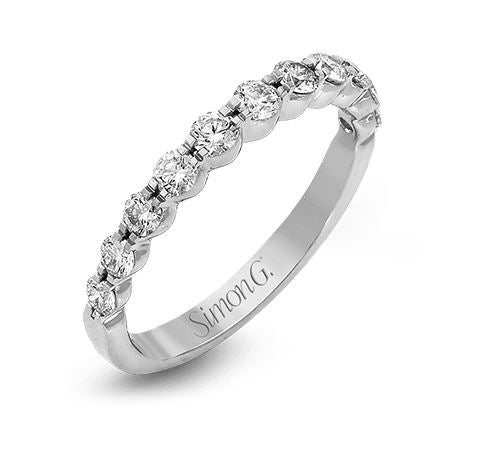 Lady's White 18 Karat Prong Wedding Band Size 6.5 With 11=0.58Tw Round G Vs1 Diamonds