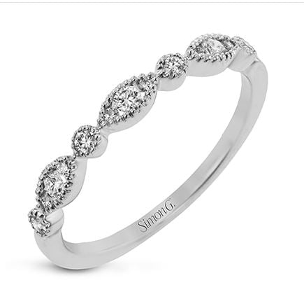 Lady's White 18 Karat Stackable Anniversary Ring Size 5.5 Old Key 815952 With 13 = 0.20Tw Round G Vs1 Diamonds