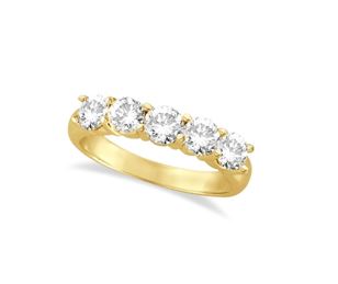 14K Yellow 5 Stone Lab Grown Diamond Band 2tw