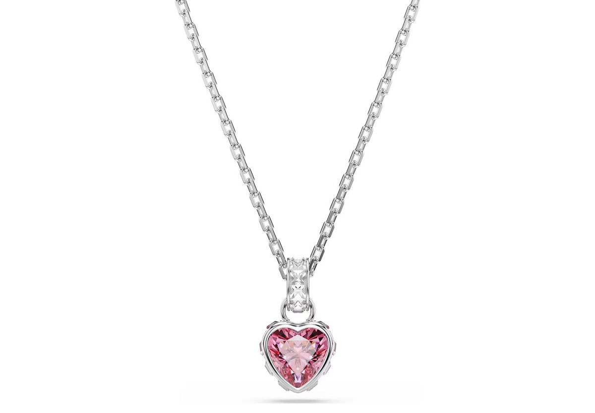 Chroma Pendant Mixed cuts, Pink, Rhodium plated