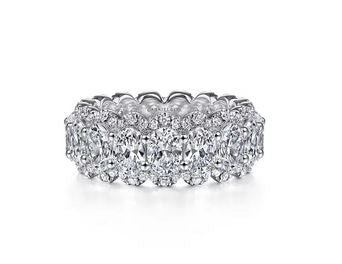 Alloy 14K White Gold Oval Diamond Eternity Band