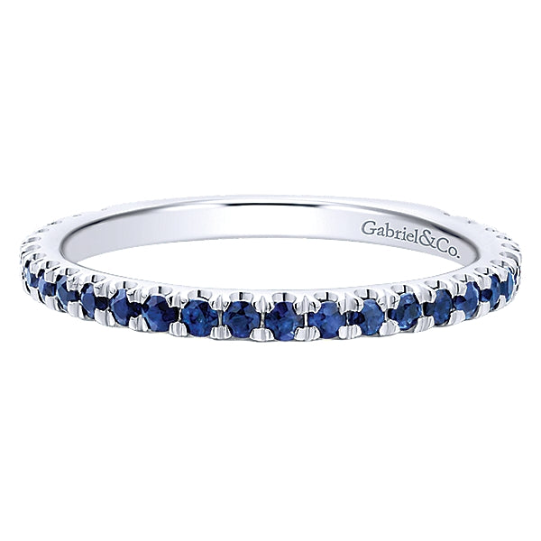 14k White Gold Stackable Sapphire Ladies Ring