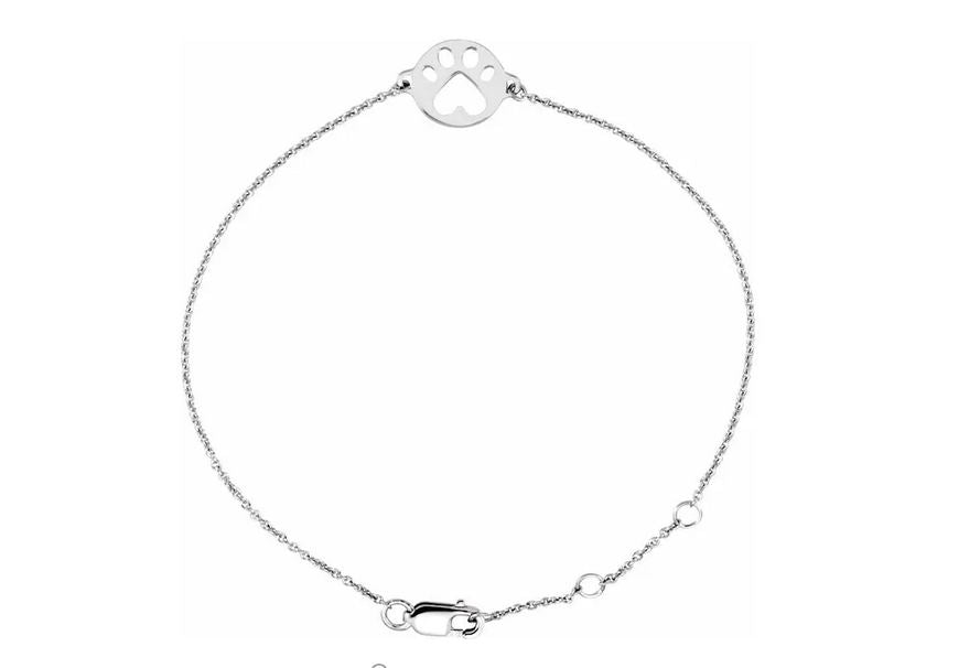 Sterling Silver Our Cause for Paws 7" Bracelet