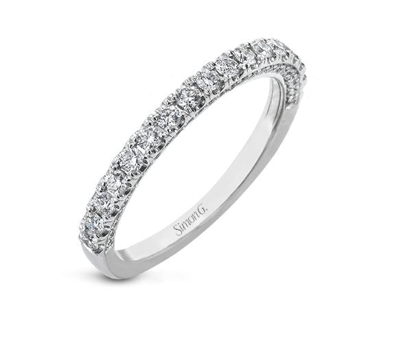 Lady's White 18 Karat Prong Wedding Band Size 6.5 With = 0.55Tw Round G Vs1 Diamonds