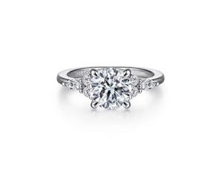 14K White Gold Round Diamond Cluster Engagement Ring