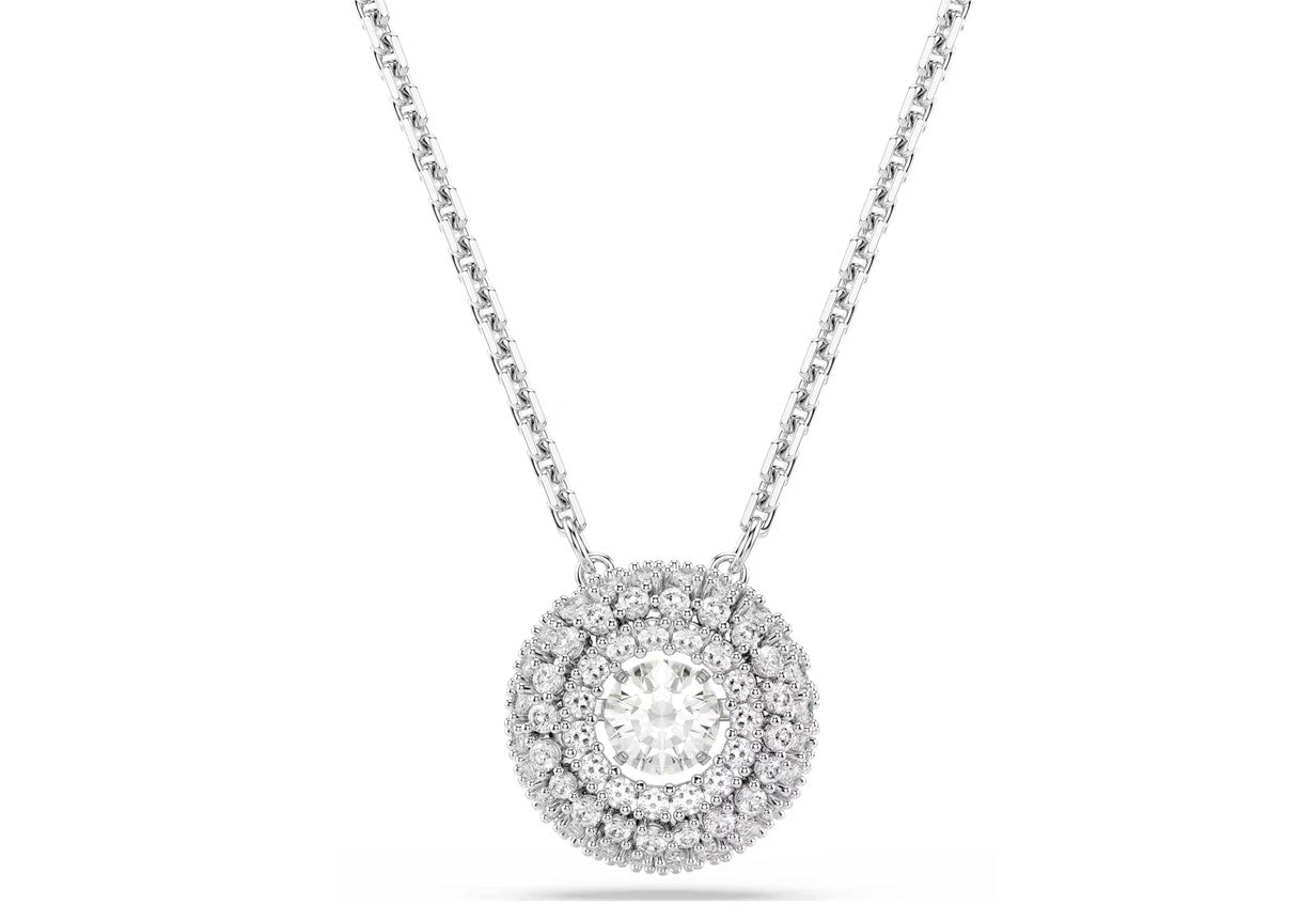 Sublima pendant Round cut, White, Rhodium plated