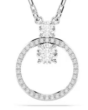 Constella pendant Pavé, Round cut, White, Rhodium plated
