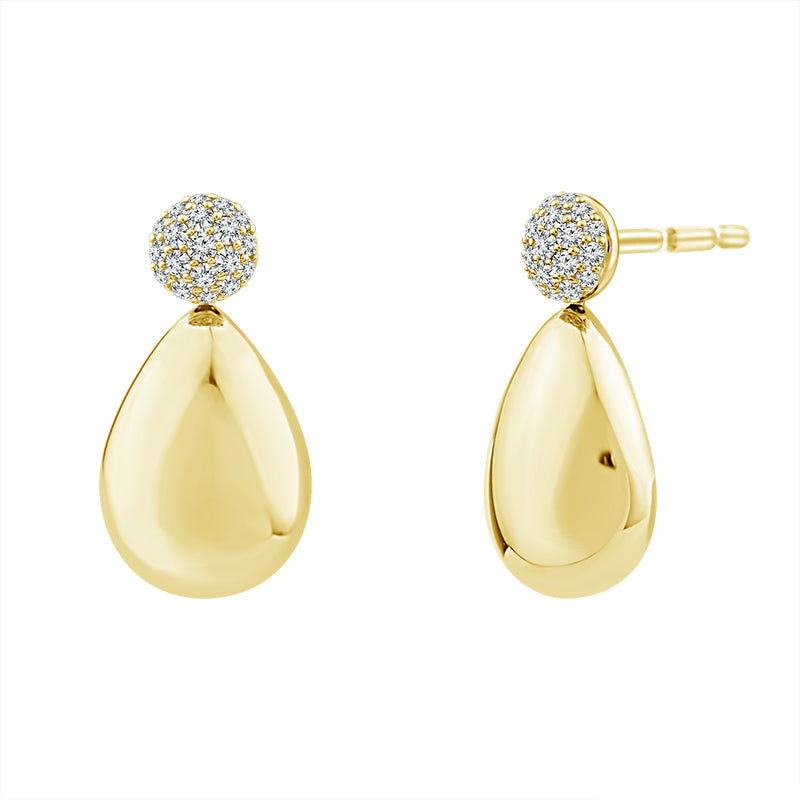 14K Yellow 1/4ct Diamond Pear Drop Earrings