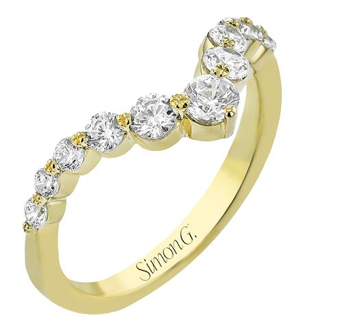 Lady's Yellow 18 Karat Curved Anniversary Ring Size 6.5 Old Key 820858 With 11 = 0.64Tw Round G Vs1 Diamonds